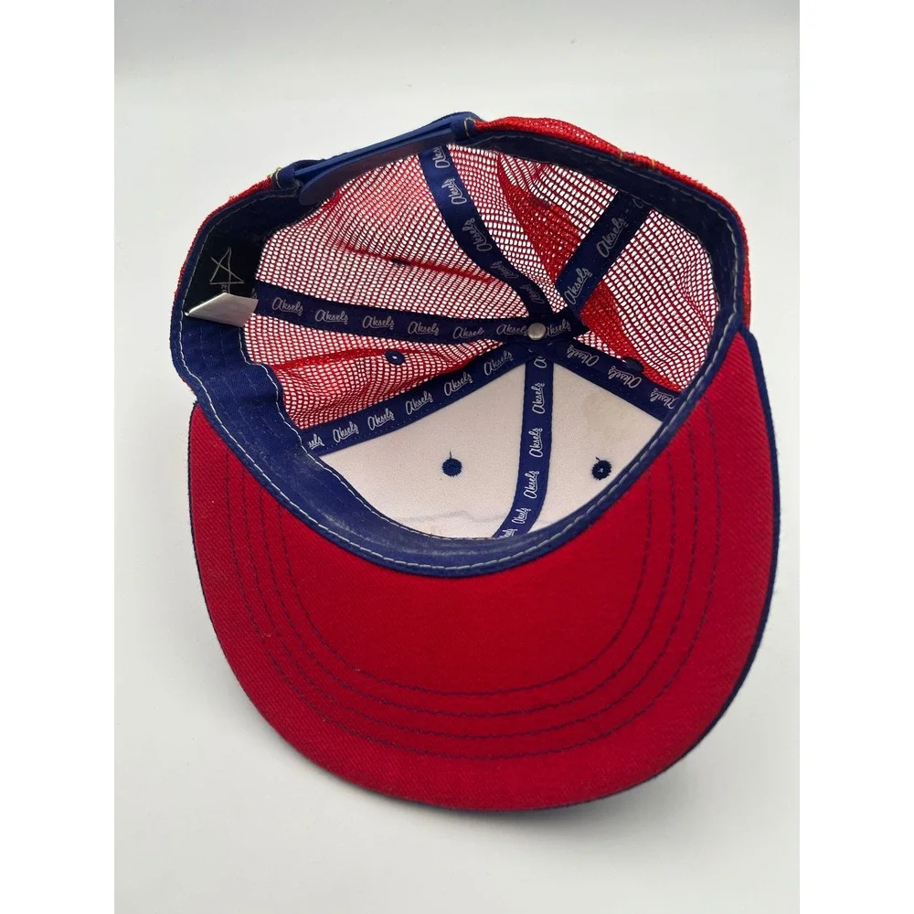 Aksels Denver DNVR Trucker Hat Red White Blue Mesh Snapback Mountain Graphic Cap